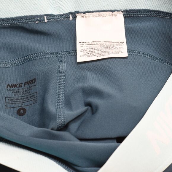 Nike Women Capri Legging Straight Polyester Blue Size S Pro Dri Fit Pull On - Picture 7 of 8